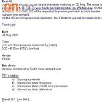 本港有大學向學生發出電郵指已取消到美國實習的行程。