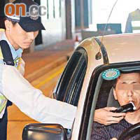 酒後駕駛新法例實施至本月九日，逾一萬三千六百名司機接受了隨機呼氣測試。