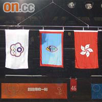 紅磡體育館懸掛的關島旗(圖中)，與原版有異。