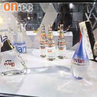 礦泉水品牌與時裝品牌合作，推出不同形狀的玻璃瓶。
