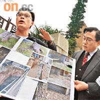 港大地理系地理學講座教授詹志勇（右）指鬼樹有倒塌危機。	（羅君豪攝）
