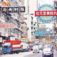 油麻地老區再造計劃包括彰顯上海街老舖文化。	（資料圖片）