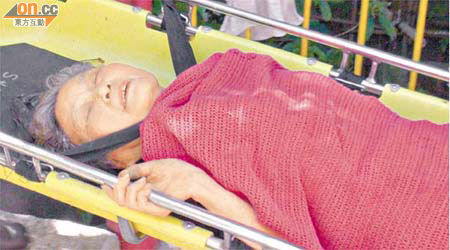 失蹤老婦被發現墮坡受傷，獲救送院時仍清醒。	（趙瑞麟攝）