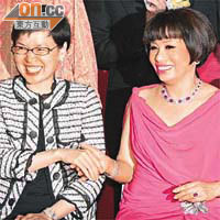 副局長許曉暉（左）與保良副主席梁寶珠喺酒會上喜相逢。