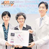 中大發現四個突變基因與糖尿病人腎衰竭有關，左起為蘇詠儀，陳重娥及馬青雲醫生。