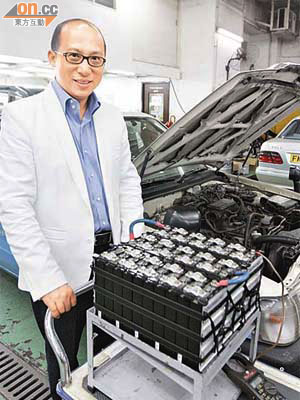 正試驗的日本石油氣的士，電池可於停車熄匙下，冷氣繼續運作。