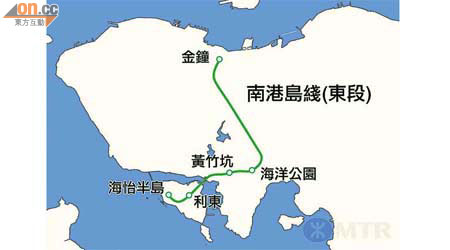 規劃中的南港島線車站路線圖。（港鐵提供圖片）