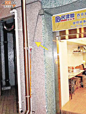 劉江華、陳克勤辦事處外的冷氣機去水喉被割斷。