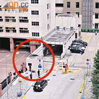 涉及事件的保安亭（紅圈內）位於仁濟街，負責監控緊急車輛進出。