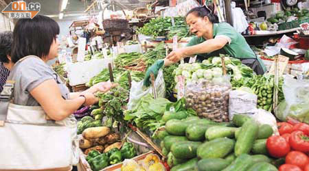 經深圳供港蔬菜今年首季漲價逾四成。	（林少權攝）