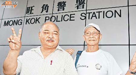 警方昨日被迫解除曾健成（左）及林森成（右）的保釋。	（何天成攝）