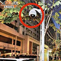 廣華醫院急症室附近設有閉路電視（紅圈示）。	（周亮恒攝）