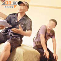 醫托小孫（左）與小王（右）極力游說記者替親友進行換腎手術，並強調「有壞包換」。
