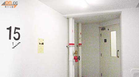 色魔曾在電梯大堂作案，得手後循後樓梯逃去。	（李子強攝）