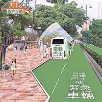 香港建造商會建議於九龍東區內使用電動巴士。	（模擬圖片）