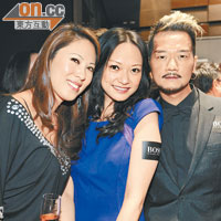 四洲集團太子女戴凱欣（中）與歌手李樂詩（左）及著名化妝師Rick Chin（右）難得碰頭，傾得好投契。