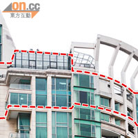 深圳行宮曝光：圖中紅線框內為曾蔭權租下的東海花園君豪閣複式連天台單位，合共面積近萬平方呎。