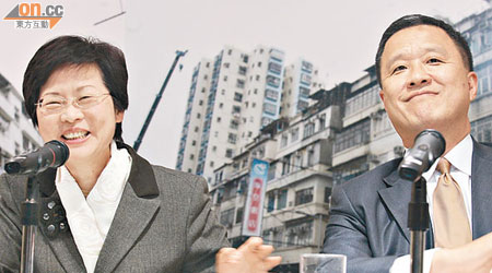張震遠（右）指如林鄭月娥（左）在來屆政府中沒任何角色，他會感到十分可惜。