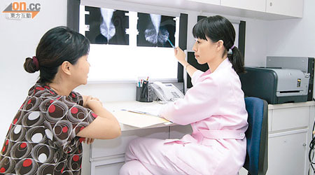 乳健中心建議四十歲以上婦女每兩年進行一次Ｘ光造影檢查。