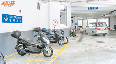 彩福邨停車場內只有十多個電單車車位。
