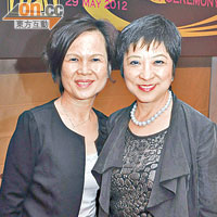 吳文華（右）與廉署傳媒宣傳創作主任蘇張麗影。