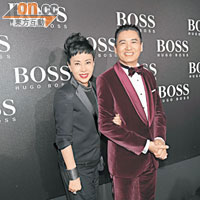 HUGO BOSS<BR>剛慶祝五十七歲生日嘅國際巨星周潤發（右），同太太翹到實去ball。