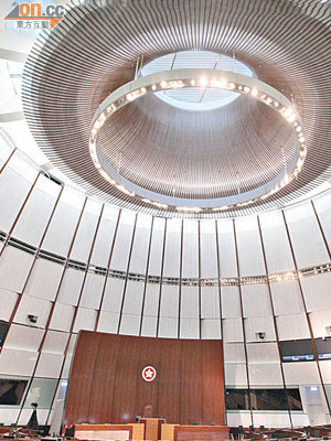 立法會新大樓議事廳的天窗百葉涉安裝錯誤，令設計由環保變「嘥電」。