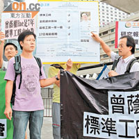 勞工團體過去曾多次上街要求上屆政府盡快落實標準工時，保障打工仔權益。（資料圖片）