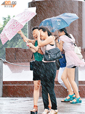 有來自北方的遊客坦言首次遇上颱風，希望親身感受颱風韋森特的威力。（陳章存攝）
