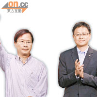 郭家麒（左）及陳家洛（右）「靠女人」成功當選，卻連累余若薇、陳淑莊及多名泛民盟友落選。