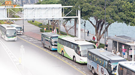 旅遊巴士佔用公共巴士站，情況於尖沙咀區到處可見。