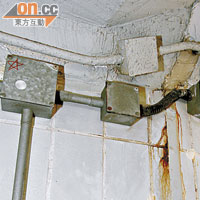 近光管電線位置的接縫位有滲水現象，易造成火警。