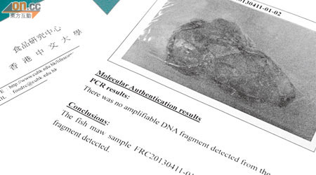 中大食品研究中心為本報檢驗兩個花膠樣本。