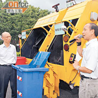 黃錦星（左）昨出訪台北考察垃圾處理設施。（張孝義攝）