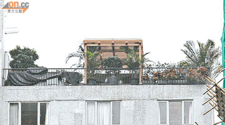 2013/05/05<br>天台周邊綠葉成蔭，加上僭建涼亭，成為空中休閒花園。