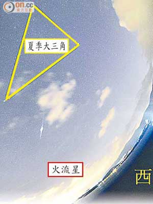 火流星穿過夏季大三角。（受訪者提供）