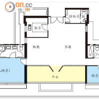 OCEAN ONE頂層最大單位Ａ室平面圖。`