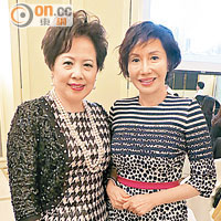 女童軍總會名譽副會長鄧慕蓮（左）與社交名人李桂蘭喜相逢。