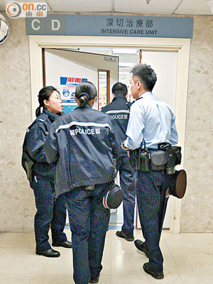 女傷者仍留醫由警員看守的深切治療部。（陳桂建攝）