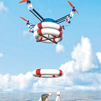 快速救生飛行器可將救生圈投擲到遇險人士身處水域。（互聯網圖片）