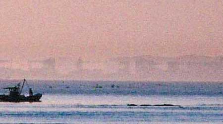 山東蓬萊○五年出現規模最大的海市蜃樓奇觀。（互聯網圖片）