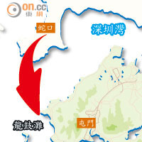 深圳海關船隻駛近屯門龍鼓灘岸邊執法，估計由蛇口出發。