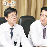 陳志滿（右）呼籲病人若在早期發覺身體組織變形等情況，應立即求醫。 （高嘉業攝）
