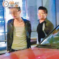 波子司機（左）涉酒後駕駛被拘捕，旁為報警的男友人。