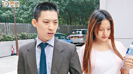 被告蔡明紹（左）昨認刑毀罪判罰款，其懷孕妻衛文娟（右）則撤控但需守行為。