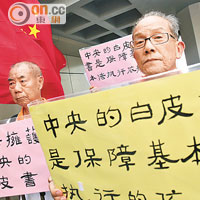 保衞香港運動約三十名成員到場支持白皮書，認為要求法官愛國有理。