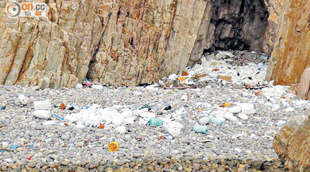 地質公園多個島嶼岸邊都有大量垃圾積聚。（讀者提供）
