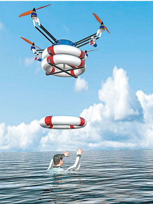 水泡飛行器可將救生圈速遞予遇海難人士。 (互聯網圖片)