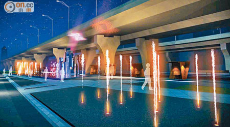 觀塘海濱音樂噴泉設計概念強調想像和光輝，有激光、燈光及音響效果。（模擬圖片）