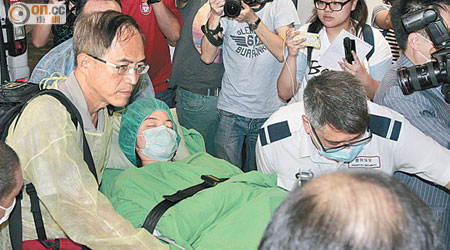 陳曉妍前晚返港後，昨接受清創手術，情況危殆。